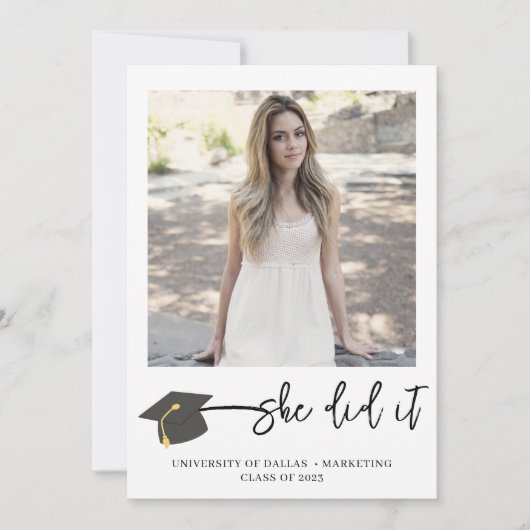 Faire-part Moderne brossé Casquette photo gradué (Devant)