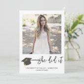 Faire-part Moderne brossé Casquette photo gradué (Debout devant)