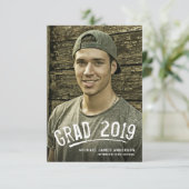 Faire-part Moderne brosse Graduation Grunge Photo Party Invit (Debout devant)