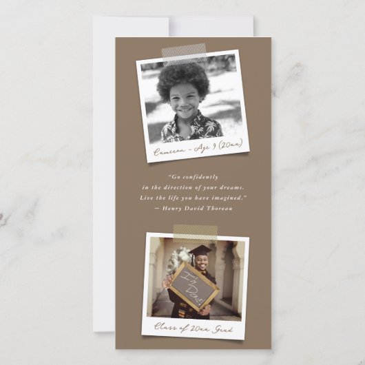 Faire-part Moderne Brown Diagonal Stripes Photo Graduation (Dos)