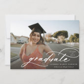Faire-part Moderne Calligraphie Photo Graduation Horizontale (Devant)