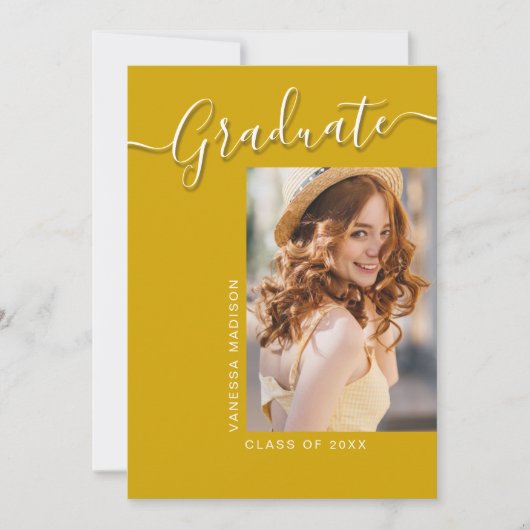 Faire-part Moderne | Canary Yellow 1 Photo Élégant Script (Devant)