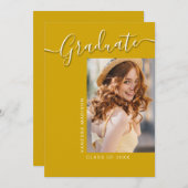Faire-part Moderne | Canary Yellow 1 Photo Élégant Script (Devant / Derrière)
