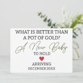 Faire-part Moderne ce qui est mieux qu'un pot d'or grossesse (Debout devant)