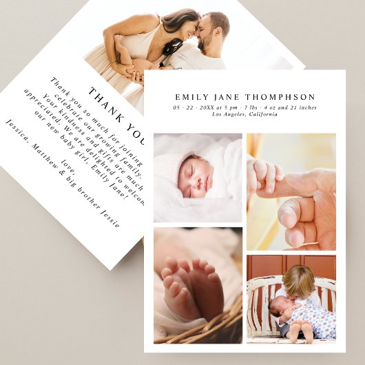 Faire-part Moderne Chic 5 Baby shower photo Merci naissance