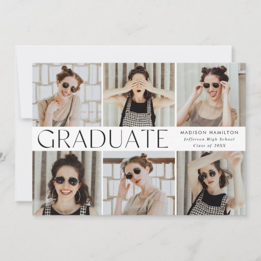 Faire-part Moderne Classique 6 Photo Graduation (Devant)