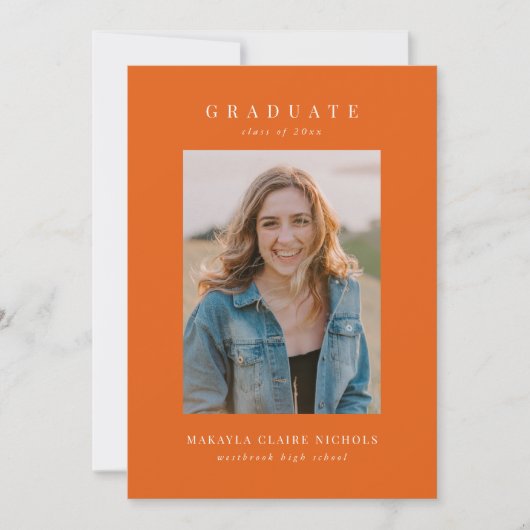Faire-part Moderne Classique Simple Orange Deux Diplômes Phot (Devant)