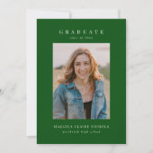 Faire-part Moderne Classique Simple Vert Deux Photo Graduatio (Devant)