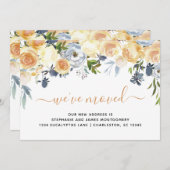 Faire-part Moderne Corail Pêche Bleu Aquarelle Florale Déplac (Devant / Derrière)