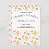 Faire-part Moderne Cute Summer Candy Party Aquarelle Motif (Devant / Derrière)