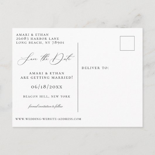 Faire-part moderne de calligraphie boho avec plusi (Dos)