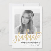 Faire-part moderne de diplôme de luxe en or (Devant)