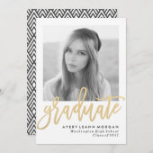 Faire-part moderne de diplôme de luxe en or (Devant / Derrière)