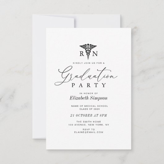 faire-part moderne de diplôme en soins infirmiers  (Dos)