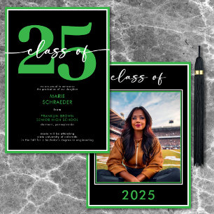 Faire-part moderne de graduation de script vert