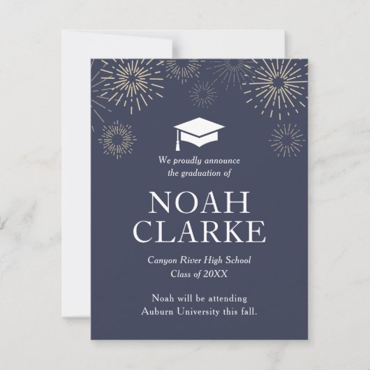 Faire-part moderne de graduation Fireworks (Devant)