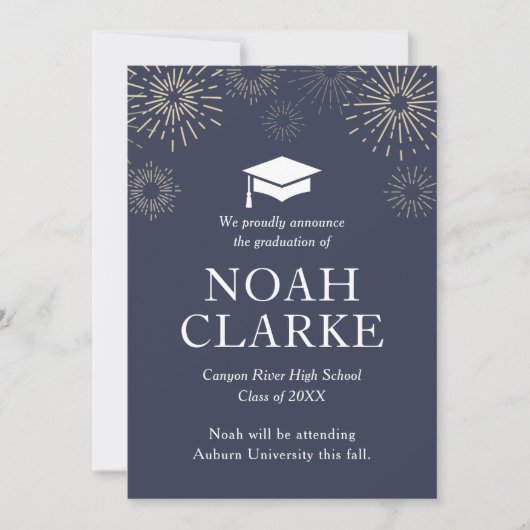 Faire-part moderne de graduation Fireworks (Devant)