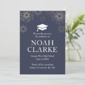 Faire-part moderne de graduation Fireworks (Debout devant)