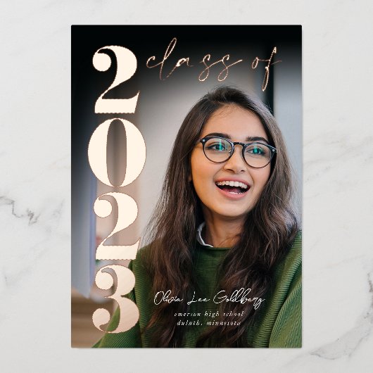 Faire-part moderne de graduation Foil (Recto)