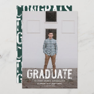 Faire-part moderne de graduation photo verte grung