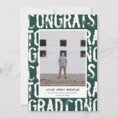 Faire-part moderne de graduation photo verte grung (Devant)