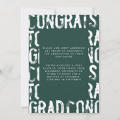 Faire-part moderne de graduation photo verte grung (Dos)