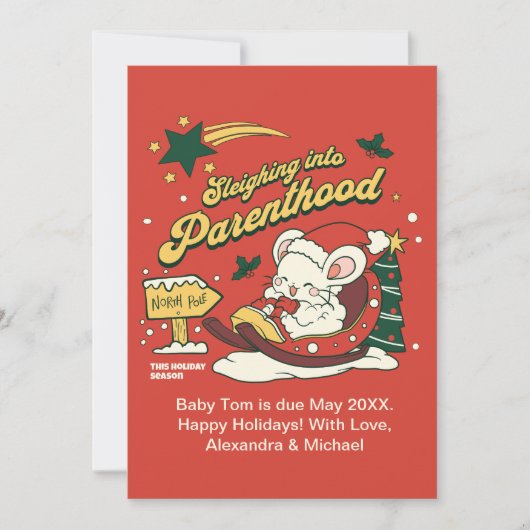 Faire-part moderne de grossesse de bébé de Noël (Devant)