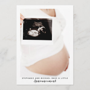 Faire-part moderne de grossesse photo en noir et b