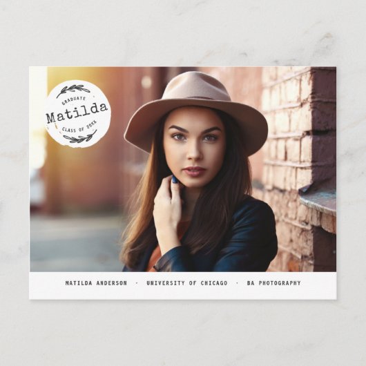 Faire-part moderne de la photo d'études supérieure (Devant)