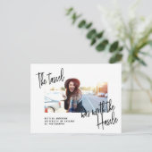 Faire-part moderne de la photo d'études supérieure (Debout devant)