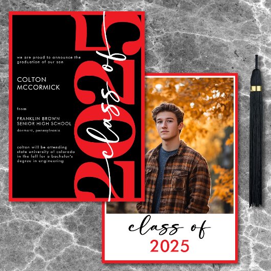 Faire-part moderne de la typographie rouge