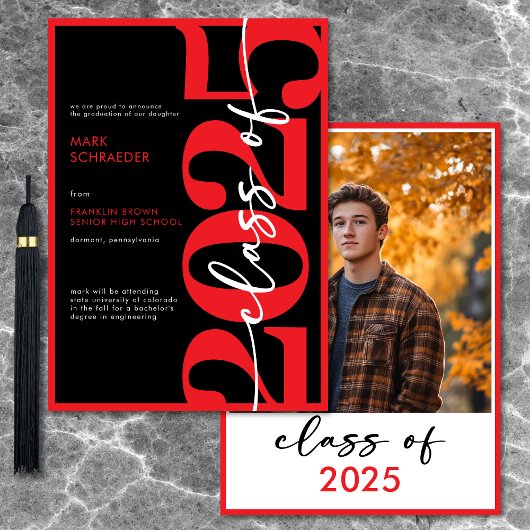 Faire-part moderne de la typographie rouge