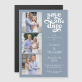 Faire-Part Moderne de Mariage Bleu Poussiéreux (Devant / Derrière)