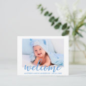 Faire-Part Moderne de Naissance de Bébé Garçon Ble (Debout devant)