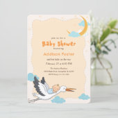 Faire-Part Moderne de Naissance de Cigogne pour Ba (Debout devant)