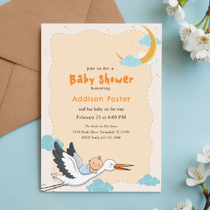 Faire-Part Moderne de Naissance de Cigogne pour Ba