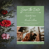 Faire-Part Moderne de Photo de Mariage | Vert mous
