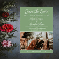 Faire-part Moderne de Photo de Mariage | Vert Mous