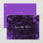 Faire-part moderne de soirée à pois violets et noi (Devant / Derrière)