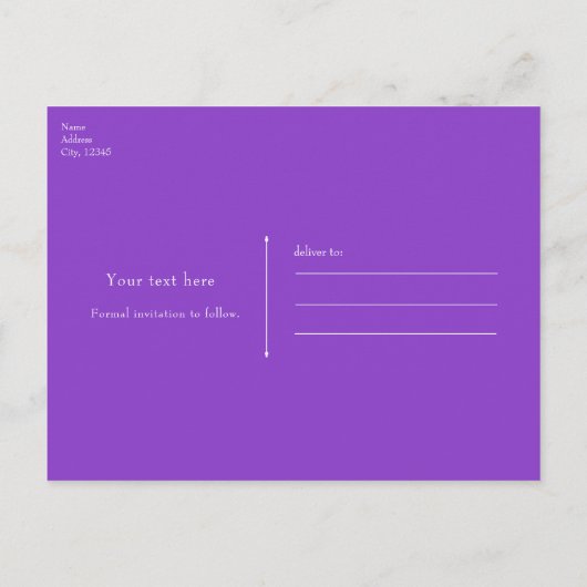 Faire-part moderne de soirée avec des points viole (Dos)