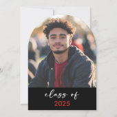 Faire-part moderne de typographie rouge Arch Grad (Dos)