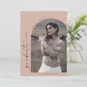 Faire-part Moderne Déclaration de Diplôme de Salmon Boho Arch (Debout devant)