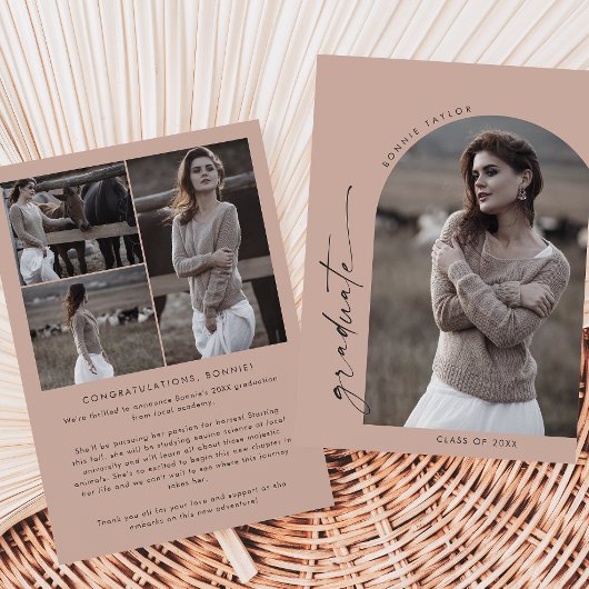 Faire-part Moderne Déclaration de Diplôme de Salmon Boho Arch