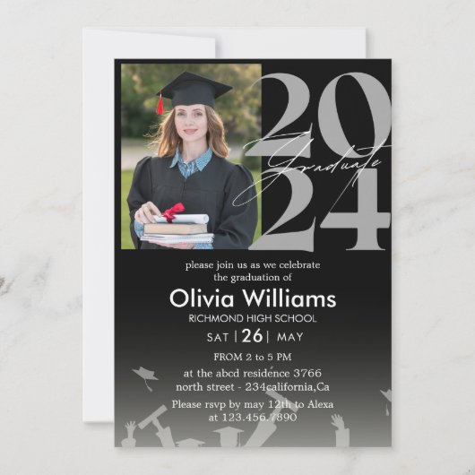 Faire-part moderne design noir photo (Devant)