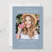 Faire-part Moderne Dusty Blue Brush Stroke Photo Graduation (Devant)