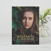 Faire-part Moderne écrit à la main Luxueux Gold Photo Graduat (Debout devant)