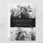 Faire-part Moderne Edge Black 2 Photo Graduation (Devant)