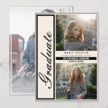 Moderne Elégant 3 Photo Collage Bbeige Graduation