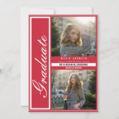 Faire-part Moderne Elegant 3 Photo Collage Red Graduation (Devant)