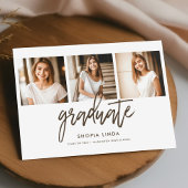 Faire-part Moderne Elegant 4 Photo Collage Script Graduation